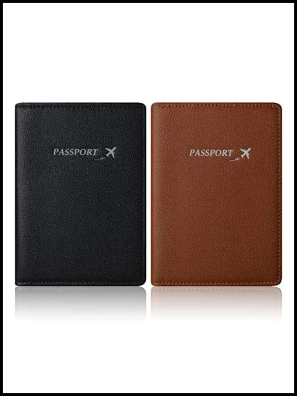 Genuine Leather Passport Holder for 2 with RFID Blocking and Vaccine Card Slot,
